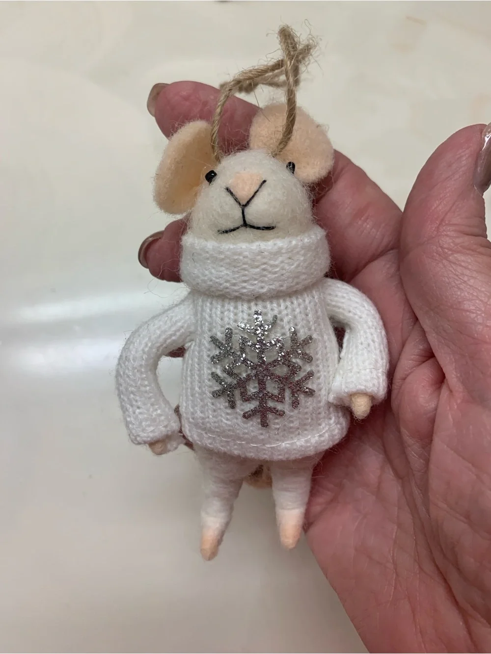 Handmade Wool Felt Small Animal Ornaments - White & Cream